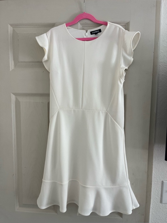 Express Dresses & Skirts - 🤍 Express White Ruffle Cap-Sleeve Mini Dress | Size XS Petite